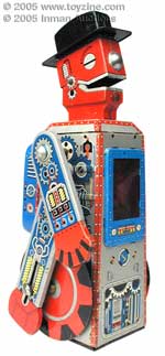Mego Man - -Known as Mego Man, this 1950s tin battery-operated robot is widely acknowledged as the only known example. Made by an unknown Japanese manufacturer