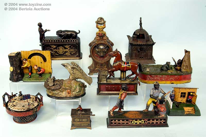 Mechanical cast iron Banks, Farrell Shoffeit collection,Mechanical Bank Collector’s Club