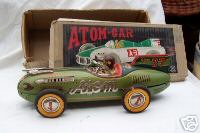 Very Rare Vintage Yonezawa Atom Car Tin Japanese Tin Car Includes it's Original Box