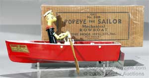 Popeye rowboat, made in 1935, is the most sought-after of all toys replicating the punchy cartoon sailor
