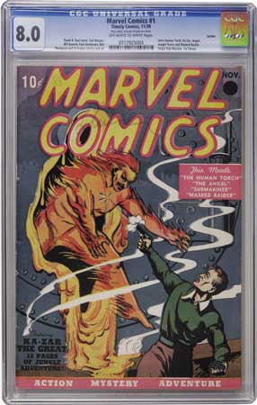 Larson Pedigree copy of Marvel Comics #1 CGC 8.0 sold for $89,625