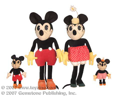 rare, giant display dolls of Walt Disney’s Mickey Mouse and Minnie Mouse