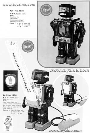 Japanese Tin Toy HORIKAWA'S  ATTACKING MARTIAN ROBOT, HORIKAWA'S FIRE ROBOT, MR. HORIKAWA'S HUSTLER ROBOT, BATMAN, SPEED RACER, JAMES BOND, BLACK BEAUTY, THE MONKEES.