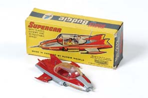 Supercar, Supercar vehicle, 6in. diecast with retractable wings in full cardboard box, Budgie, 1962, 272, England, Toy