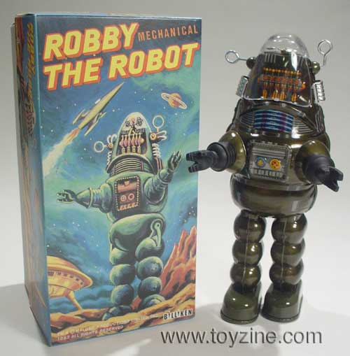 BILLIKEN ROBBY THE ROBOT - JAPAN - TIN - WINDUP, dark green version of Billiken's 1st issue 1993 tin windup Robby