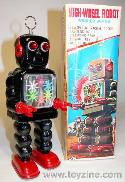 High Wheel Robot - Tin - Japan - KO brand- 1960's, windup tin robot