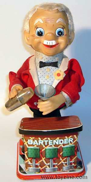 Bartender-tin- made in Japan by T.N 1950's a batterytoy